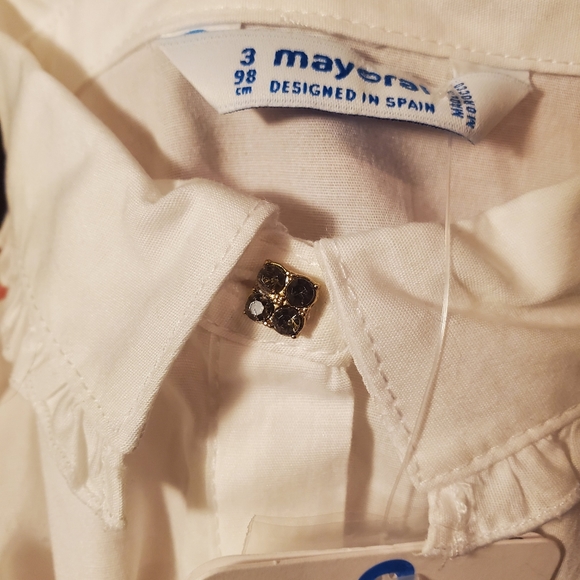 NWT Mayoral White Poplin Girls Blouse - Picture 2 of 5